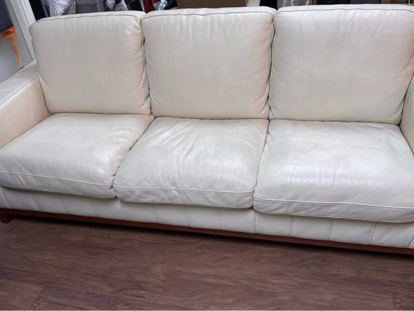 Cream Leather Sofa - Main image