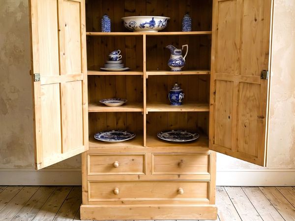 Large Vintage Pine Housekeepers Cupboard - Main image