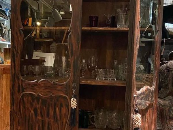 Vintage Teak Indonesian Glass Cabinet - Main image