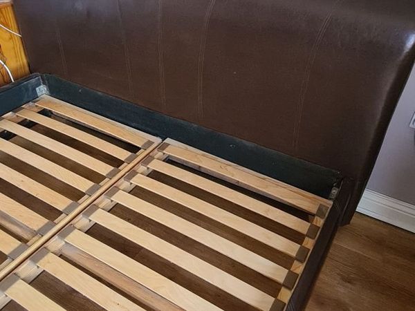 6ft Kingsize bed with leather headboard - Main image
