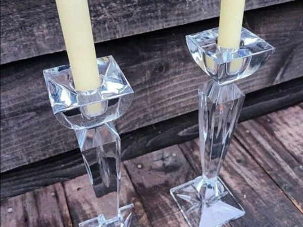Vintage Galway Crystal Candlestick Holders (Pair) - Main image