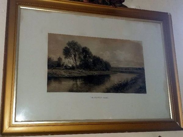 Large Antique Framed Landscape 'The Silvery Morn' - Main image