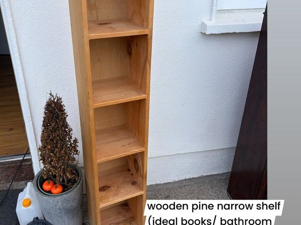 narrow wooden book shelf / storage unit - Main image