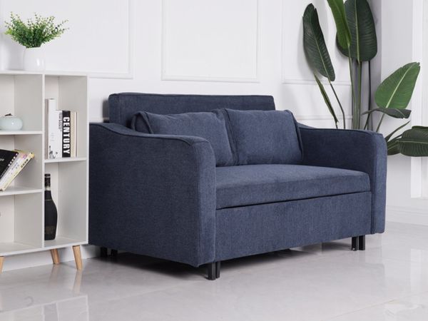 Brand new Asben denim blue sofa beds reduced - Main image