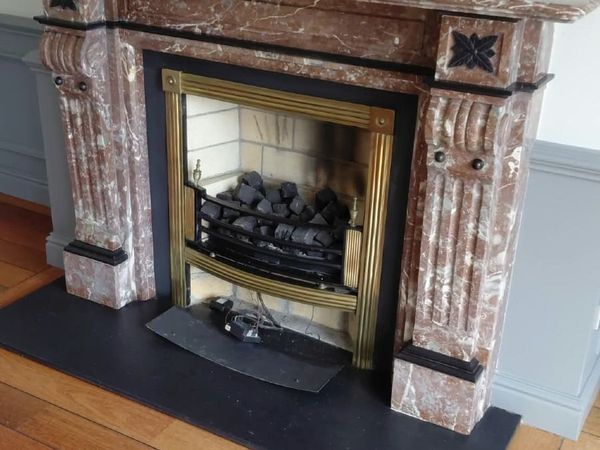 Antique Victorian Rouge Royal red Marble Fireplace - Main image