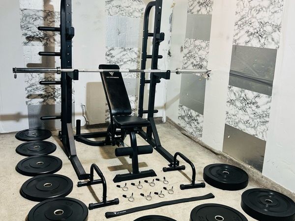 170KG OLYMPIC BARBELL SET HALF RACK BENCH + - Main image
