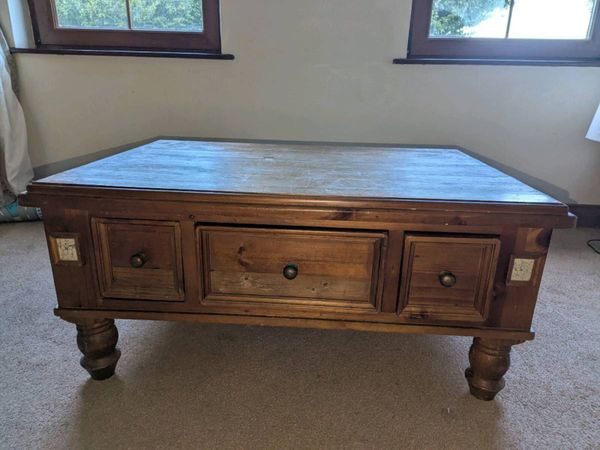 Solid Pine Coffee Table with 3 Drawers - Main image