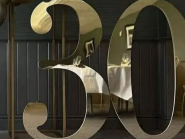 Large Laser Cut Numbers Acrylic Mirror Gold 4Ft - Main image