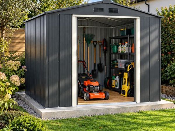 8x8 ECO Steel Garden Shed – Anthracite Grey + FREE - Main image