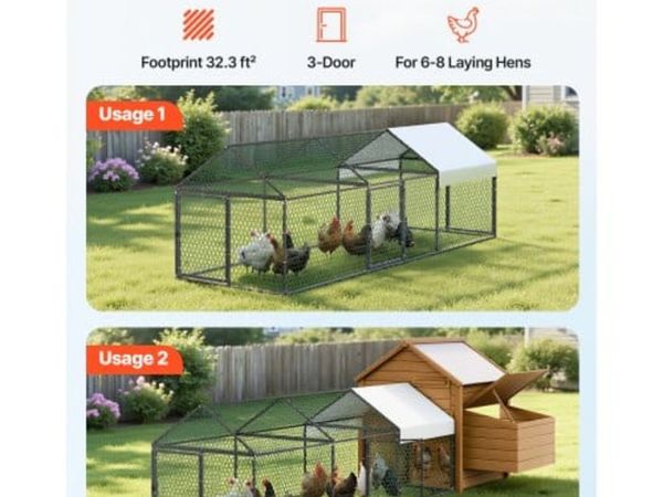 Metal Chicken Coop for 6-8 Chickens 1 x 3 x 0.99 m for sale in Kildare ...
