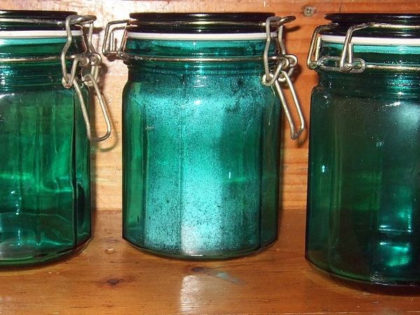 Rare Vintage Harrods Cookshop Glass Storage Jars - Main image