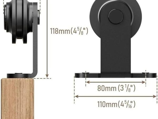 5.5FT Black Sliding Door Track Kit for Barn Doors - Main image