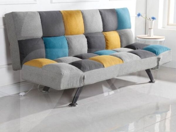 Boston Yellow & Blue Patchwork Sofa Bed - Main image