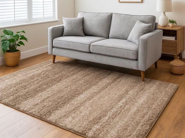 Stripe Pattern Shaggy Rug Soft Cushioned Fibres - Main image