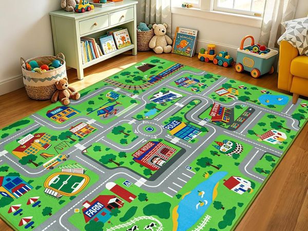 Kids Play Rug Town City Road Car Mat - Main image