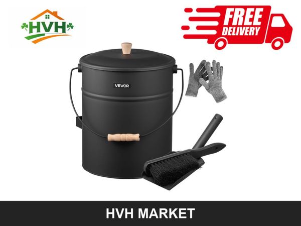 4-Gallon Fireplace Ash Bucket Set - Main image