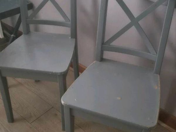 Pair of Grey Wooden Dining Chairs – €30 ONO - Main image
