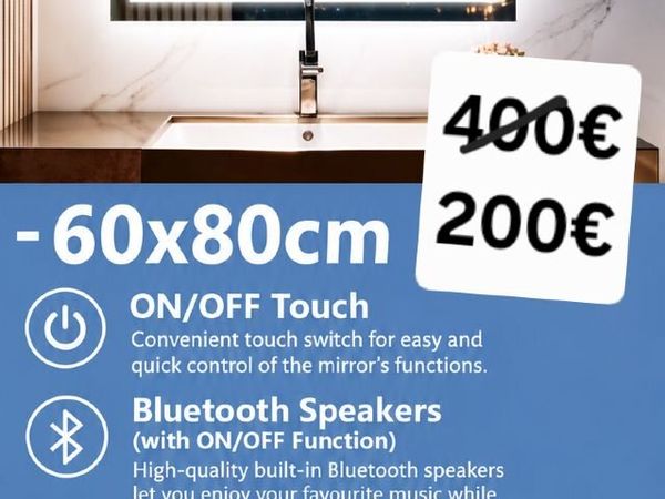 LED Bathroom Mirror 60x80cm Bluetooth Antifog - Main image