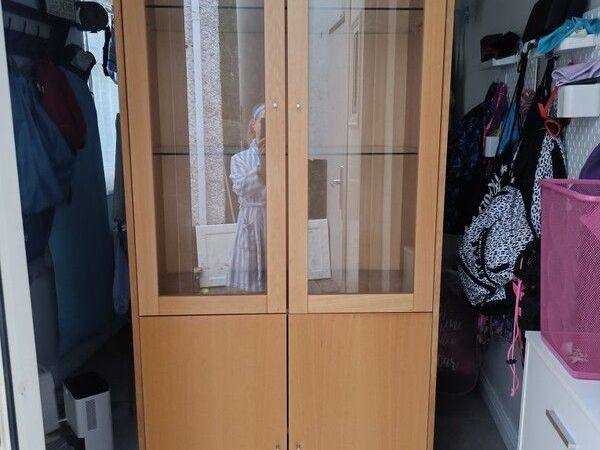 Wooden Display Cabinet with Glass Doors: Originally from Arnotts REDUCED to 150 euro ONO - Main image