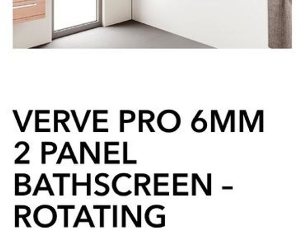 New unused Verve 6mm 2 panel rotating square edge Bathscreen - Main image