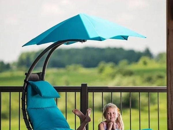 Turquoise Steel Reclining Sun Lounger for Garden - Main image