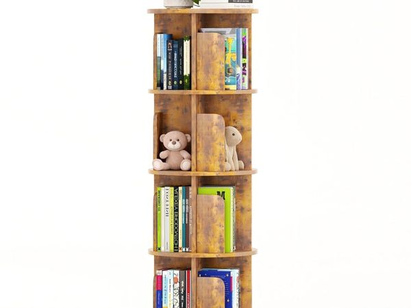 4-Tier Rotating Kids Bookshelf Wooden 360° Small - Main image