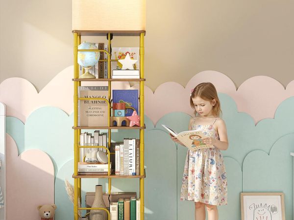 4-Tier Rotating Bookshelf with LED and Lockable - Main image