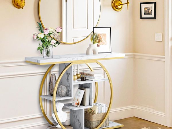 Console Table Hallway with 5-Tier Storage Shelves - Main image