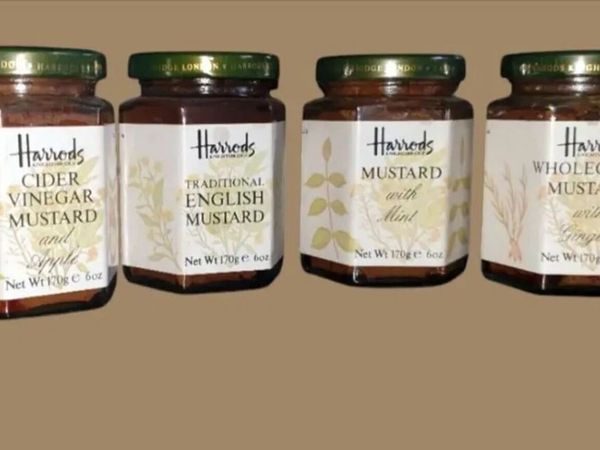 Vintage Pristine Sealed Harrods Mustard Jars Set - Main image