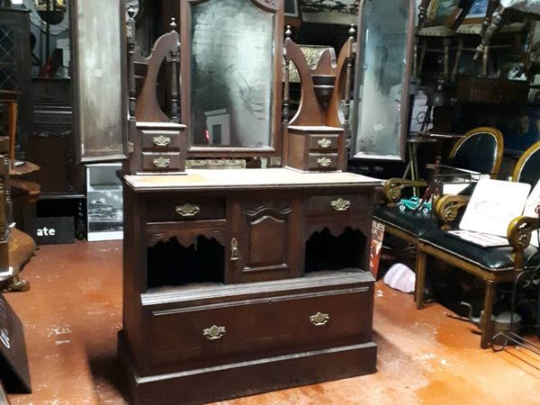 Victorian Triple Mirror Dressing Table - Main image