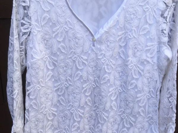 Avalon Lined Lace Top, Size 14, Snow White - Main image