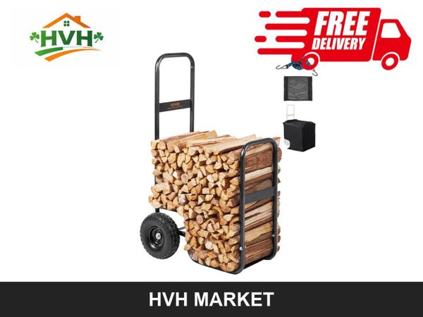 Firewood Log Cart 113kg with PU Wheels - Main image