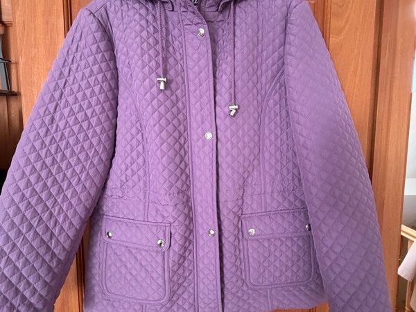 Purple Quilted Ladies Coat with Hood- As New (Size 18) - Main image