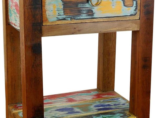 Reclaimed Boat Wood Bedside Table Handmade Chest - Main image