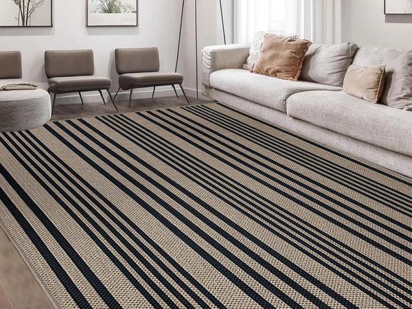 Striped Easy Jute Rug Non Slip Washable Area Rugs - Main image