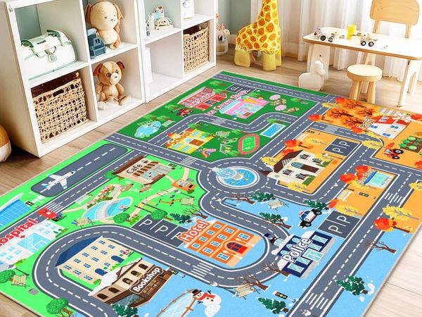 Washable Kids Rug for Playroom City Life - Main image