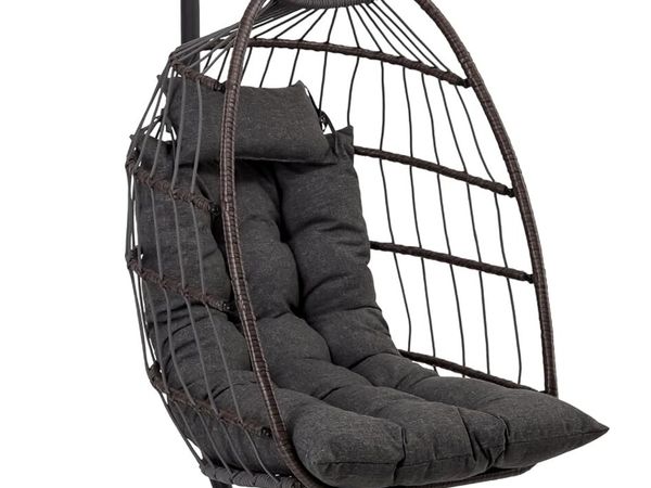 Foldable Egg Chair with Stand Hanging Rattan - Main image
