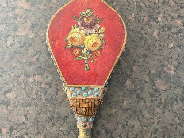 c1910 ANTIQUE RED-PAINTED AND OIL-GILT BELLOWS - Main image