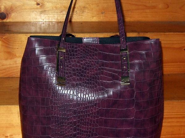 Large Vintage M&S Crocodile-Embossed Tote Bag - Main image