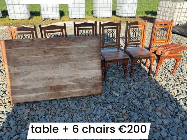 mexican pine table + 6 chairs - Main image