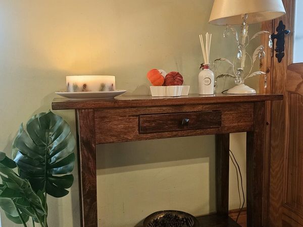 Dark Wood Hall / Console Table with Drawer & Shelf - Main image