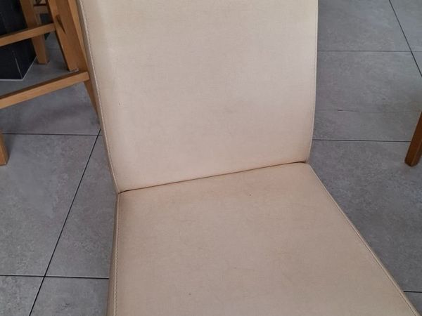 6 Cream Leather Dining Chairs - Main image