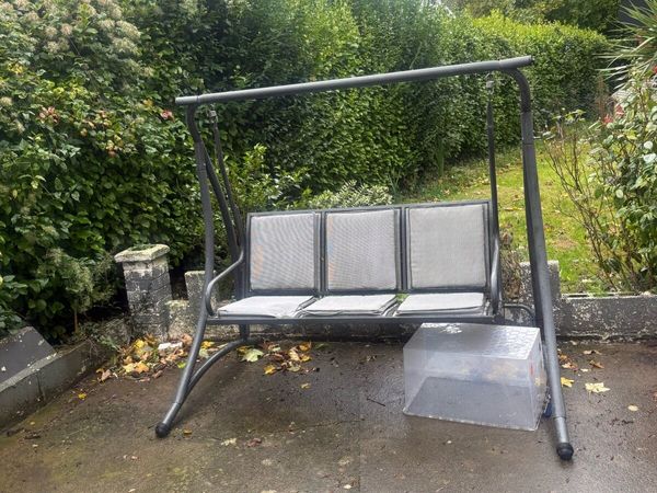 3-Seater Garden Swing Bench – Grey chair - Main image