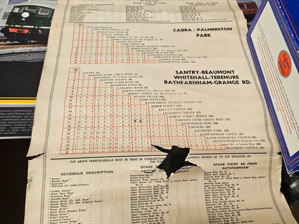 Vintage 1960's Dublin Bus Timetable - Main image