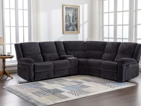 Perth Charcoal Corner Sofa W/Console - Main image