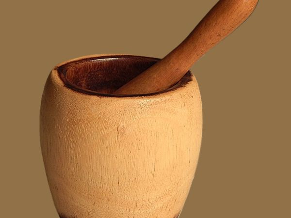 Large Hand Turned Wood Mortar &  Pestle - Main image