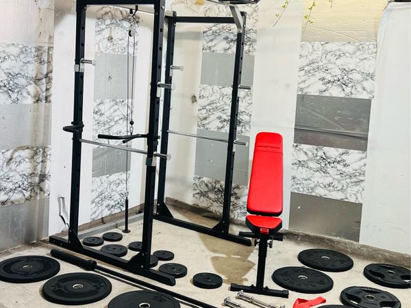 POWER RACK WITH PULLY CABLE WEIGHT BENCH BAR ++ - Main image