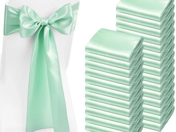 Satin Chair Sashes Bows, 100PCS Chair Ribbon Ties - Main image