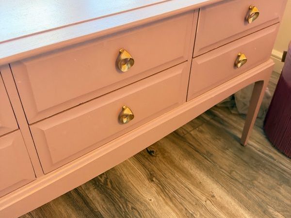 Upcycled Solid Wood 6 Drawer Sideboard / Dressing Table - Farrow & Ball Sulking Room Pink - Main image