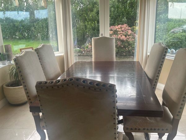 Solid dark wood table and 6 chairs - Main image